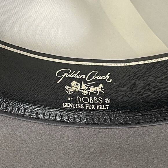 Dobbs Golden Coach Genuine Fur Felt Hat Charcoal Gray Size 7 1/8 Feathers & Pin - Picture 13 of 16